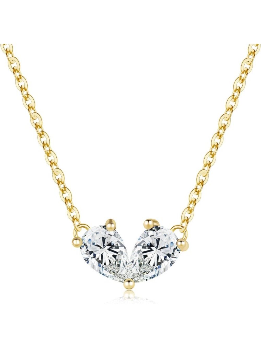 Women's Silver Brass Metal 14 K Dainty Gold Plated Heart Birthstone Necklaces